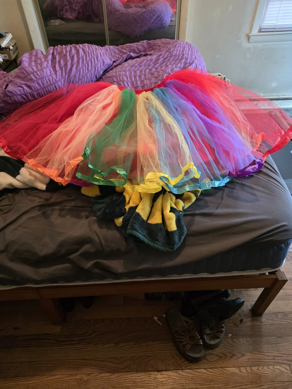 Source Unknown Rainbow Tulle Scrunchie with Red Band